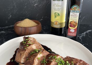 Solomito de cerdo con reducción de balsámico
